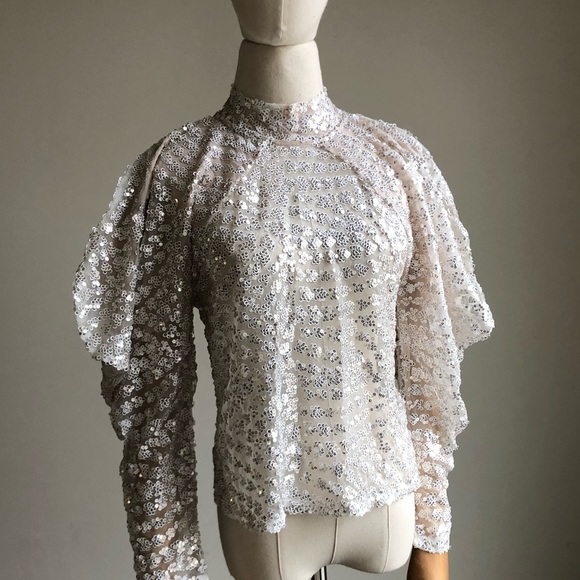 NWT Zara Vintage Inspired Sequin Top Blouse - Picture 1 of 9